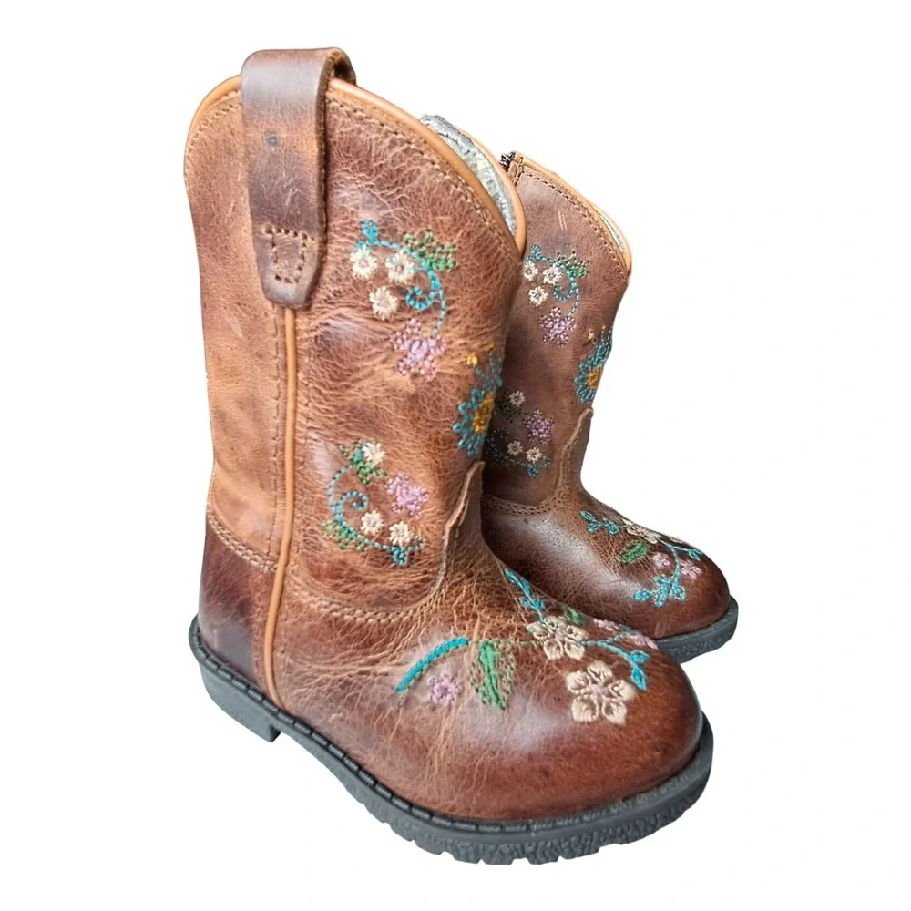 Smoky Mountain Boots Toddler 6R Brown Leather Floral Embroidered Western 3831 T